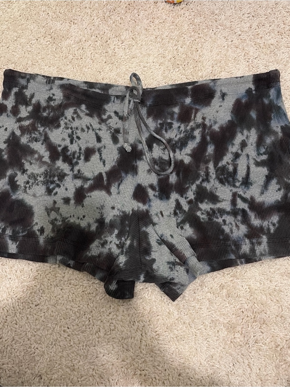 Hard Tail Tie-Dye Ribbed Bike Shorts - Gray & Black